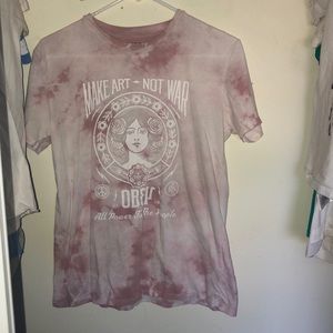 Obey “Make Art - Not War “pink tie-dye shirt